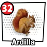 Animalito Ardilla número 32 - Chance Con Animalitos 11 de Octubre de 2026