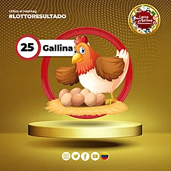 Animalito Gallina número 25 - Lotto Activo RD Internacional 09 de Septiembre de 2026