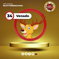 Animalito Venado número 34 - Lotto Activo RD Internacional 30 de Octubre de 2026