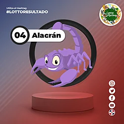 Animalito Alacrán número 04 - Lotto Activo RDominicana 27 de Agosto de 2026