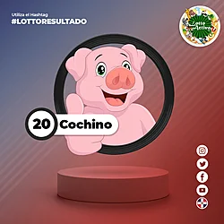 Animalito Cochino número 20 - Lotto Activo RDominicana 12 de Octubre de 2026