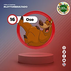 Animalito Oso número 16 - Lotto Activo RDominicana 27 de Agosto de 2026