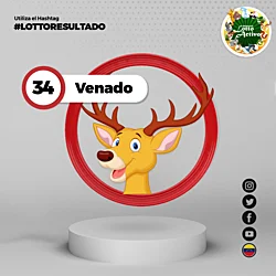 Animalito número 34 - Venado Lotto Activo