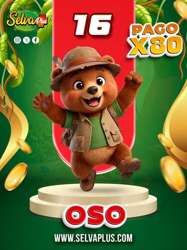 Animalito Oso número 16 - Selva Plus 30 de Octubre de 2026